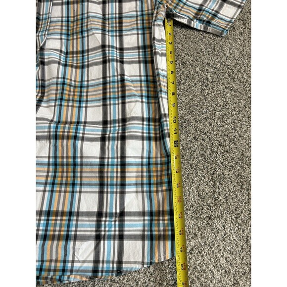 Cinch Men's Large Short Sleeve Button Shirt LOT of 2 Blue Green Orange Plaid - Picture 11 of 13